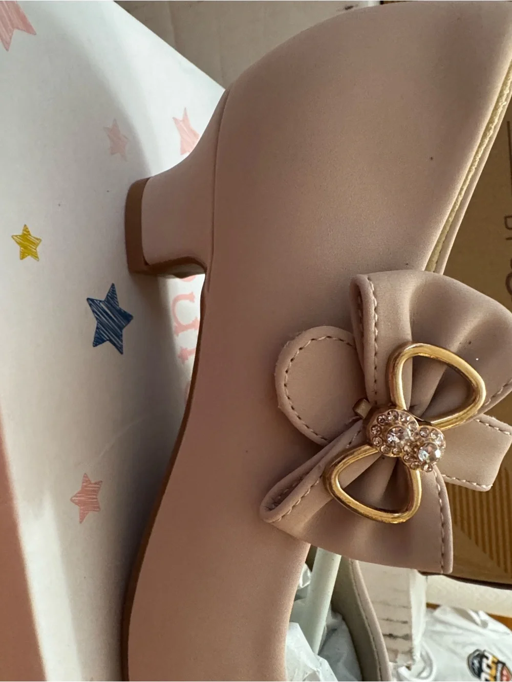 Annie Pink Bow Mary Jane Dress Shoes with Gem Accent